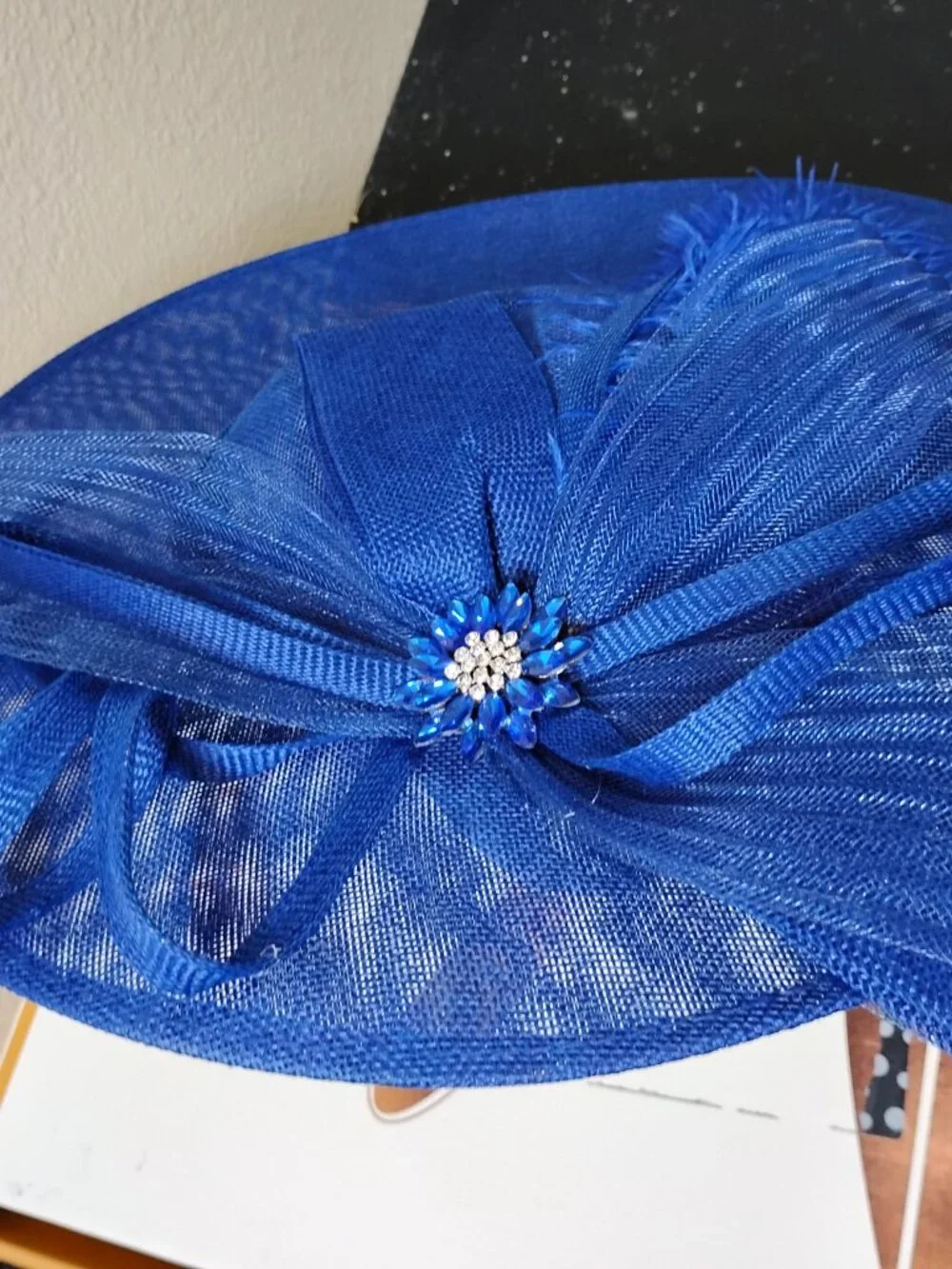Royal Blue Dressfan Fascinator Hat Headband Wedding Tea Party Kentucky Derby